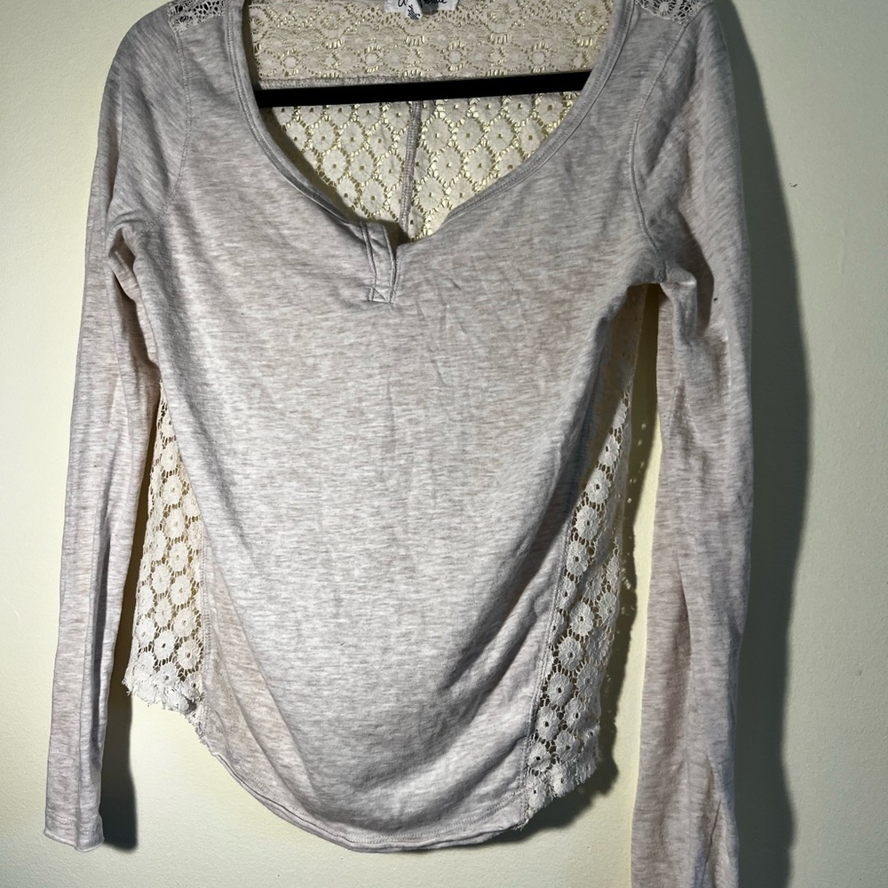 Aeropostale Cream Lace-Back Blouse